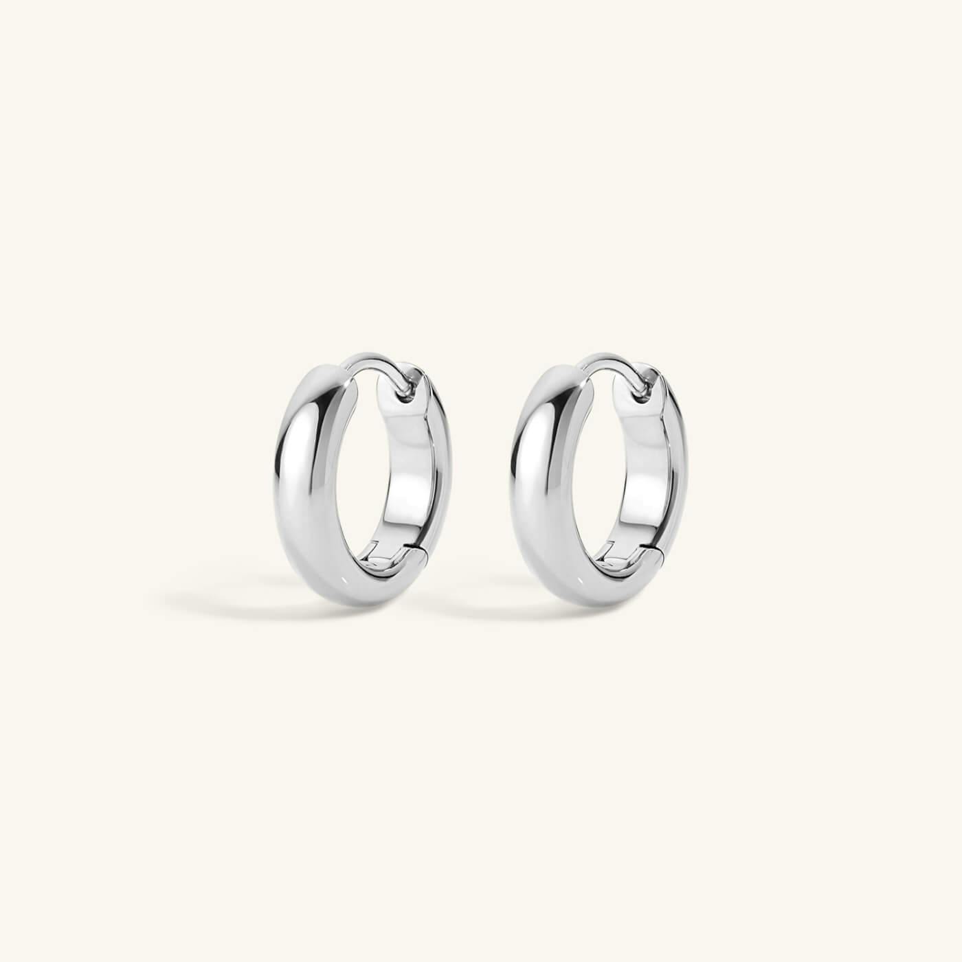 Bold Huggie Hoops in Titanium - Silver
