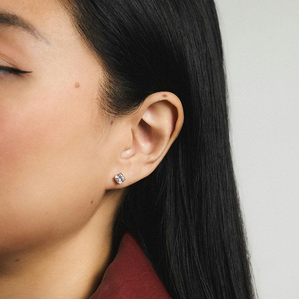 Celestial Crystal Cushion Nap Earrings - Gold - On Model