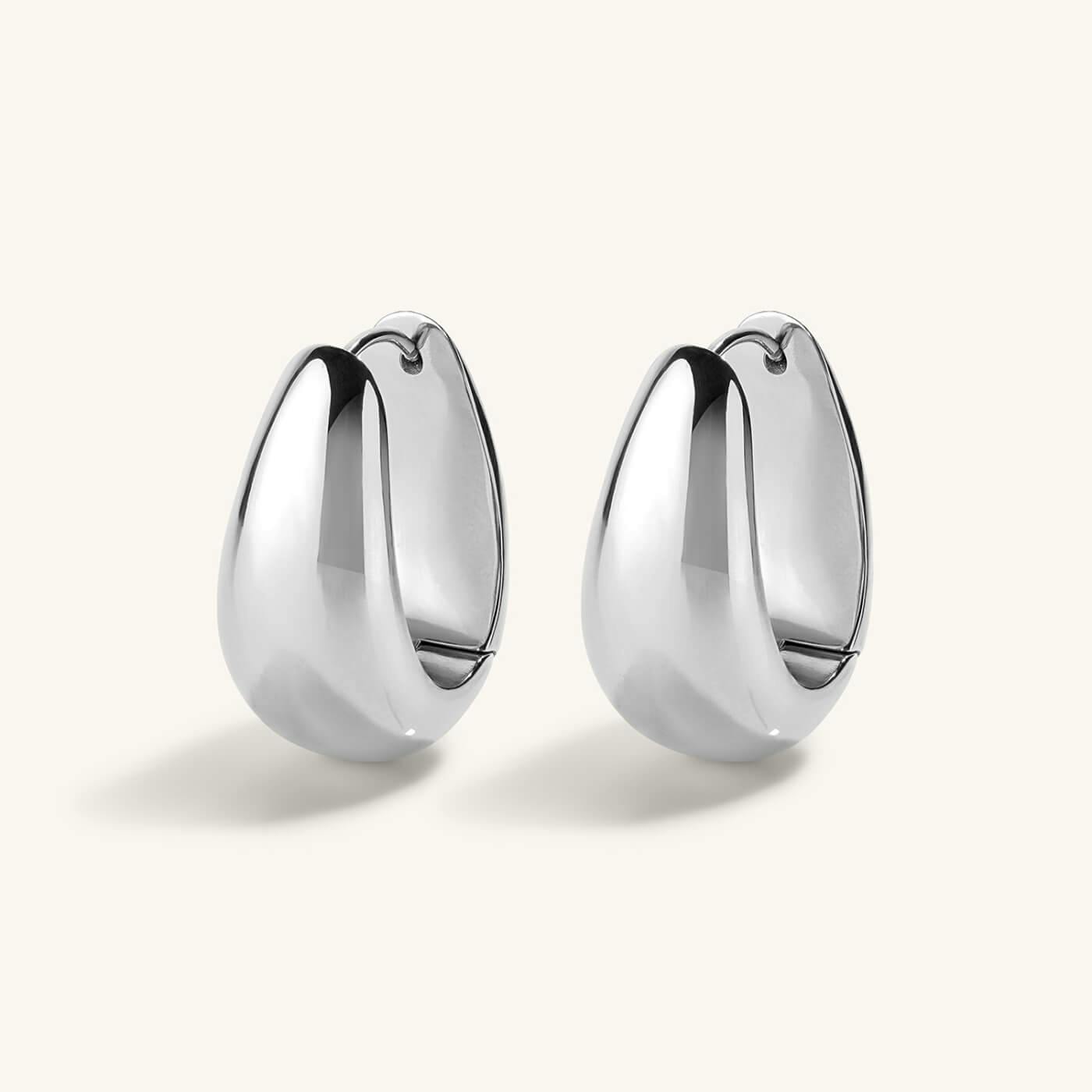 Dewdrop Hoops in Titanium - Silver