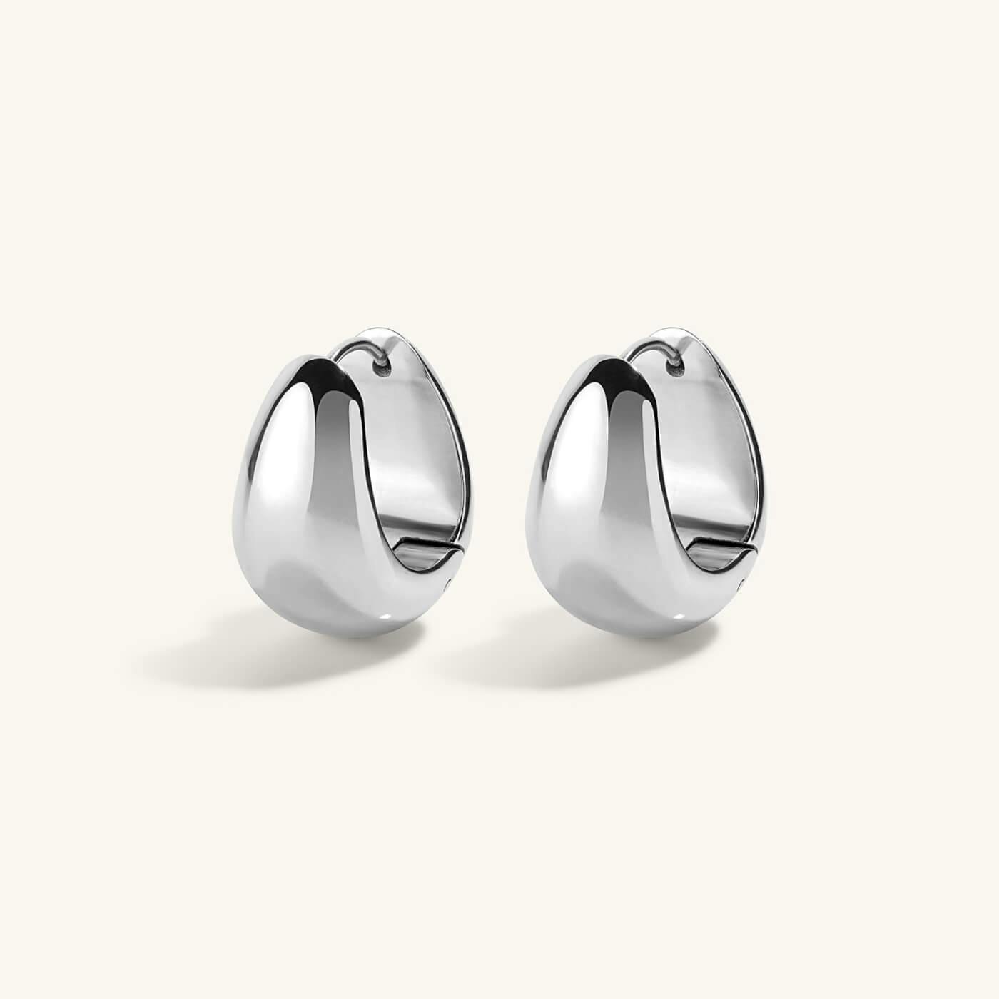 Mini Dewdrop Hoops in Titanium - Silver