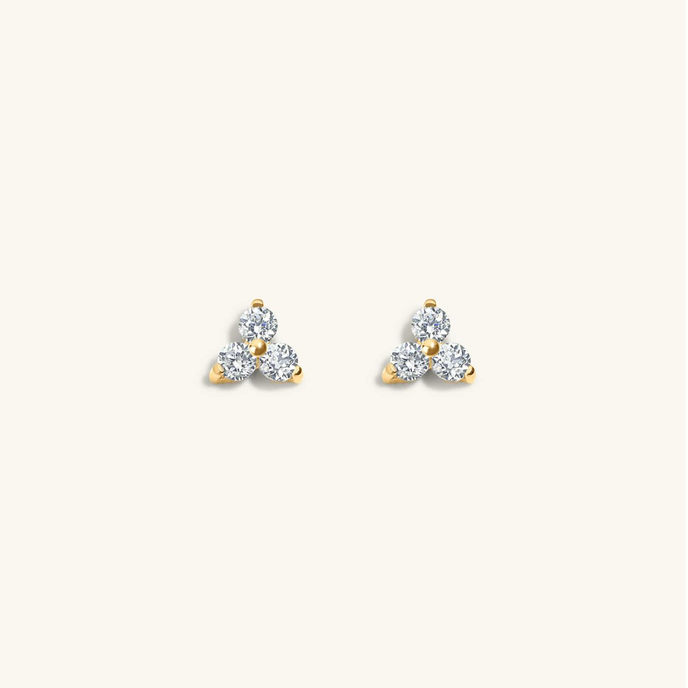Mini Crystal Trinity Studs in Titanium (Gold)