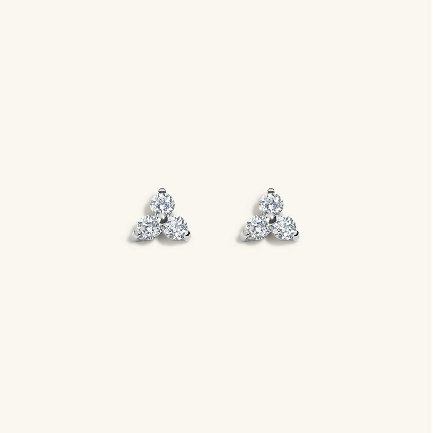 Mini Crystal Trinity Studs in Titanium (Silver)