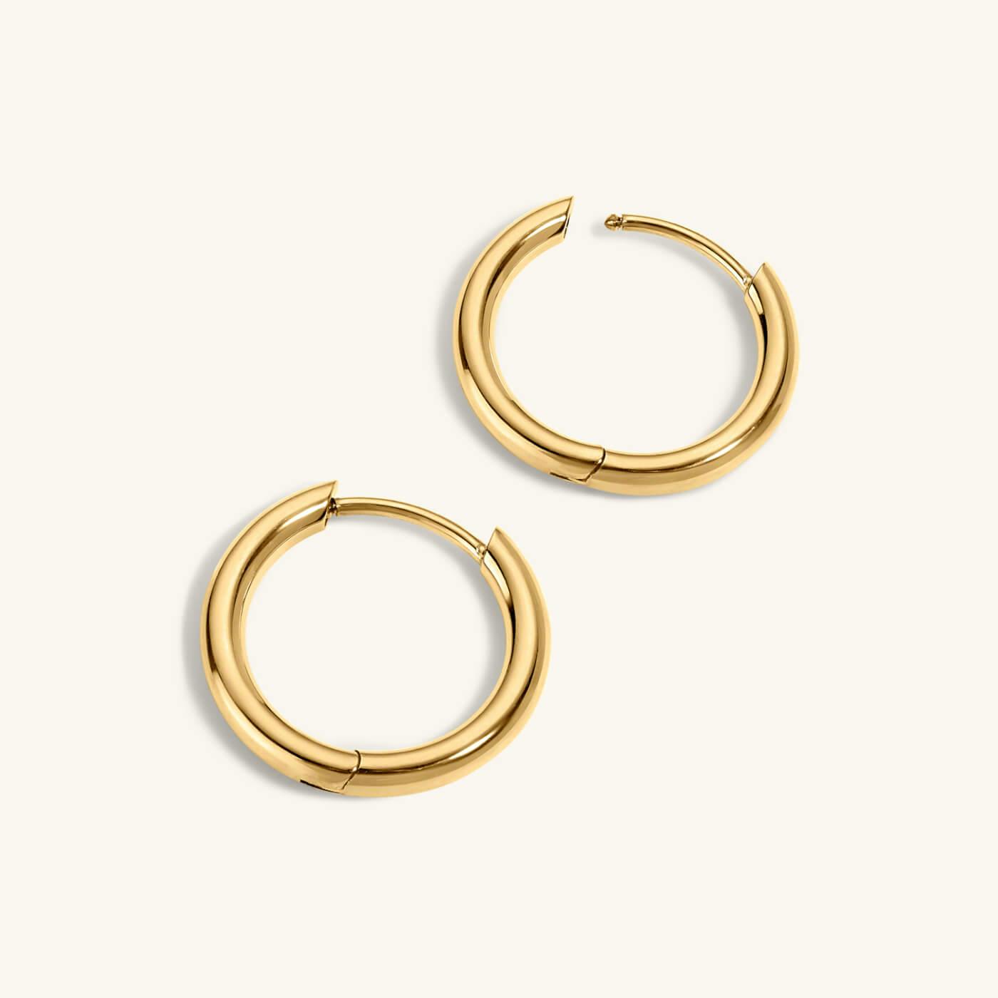 Classic Hoops in Titanium (Gold)