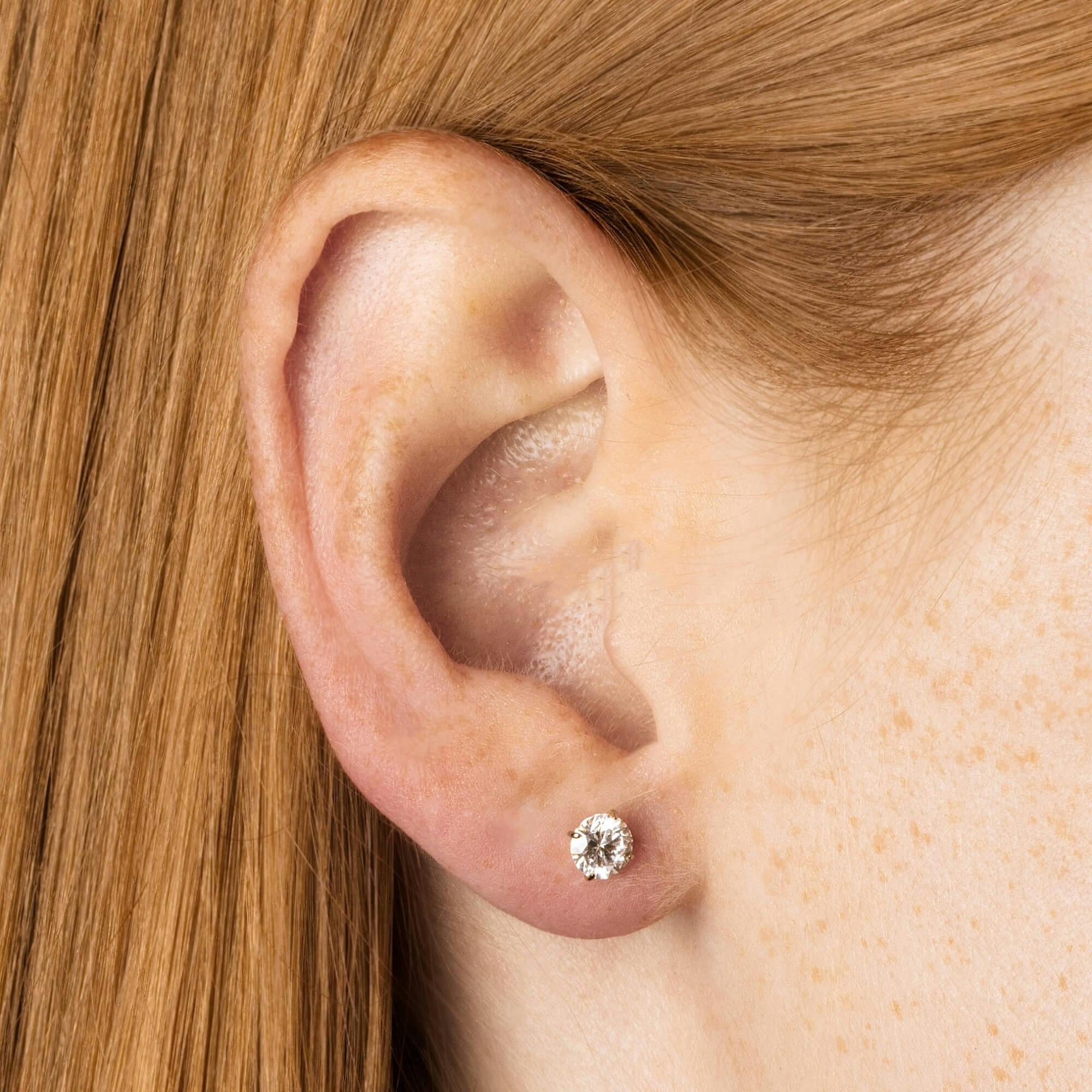 Lab Grown Diamond Nap Earrings - Gold - 1.00 TCW on model