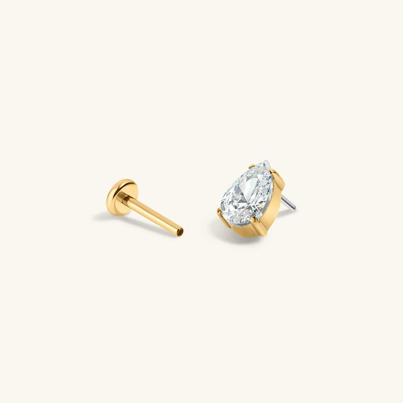 Crystal Pear Nap Earrings (Gold / 6mm)