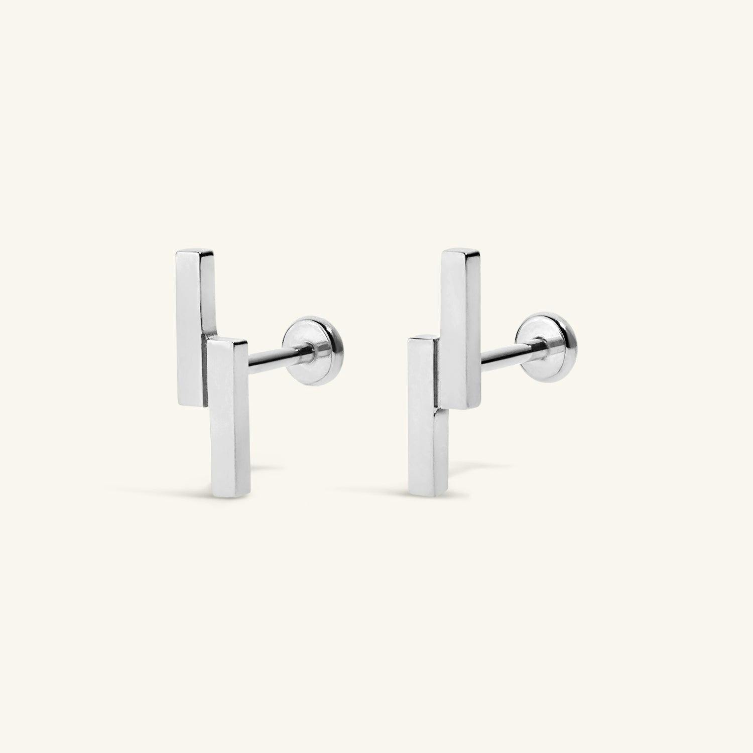 Lightning Bar Nap Earrings - Silver