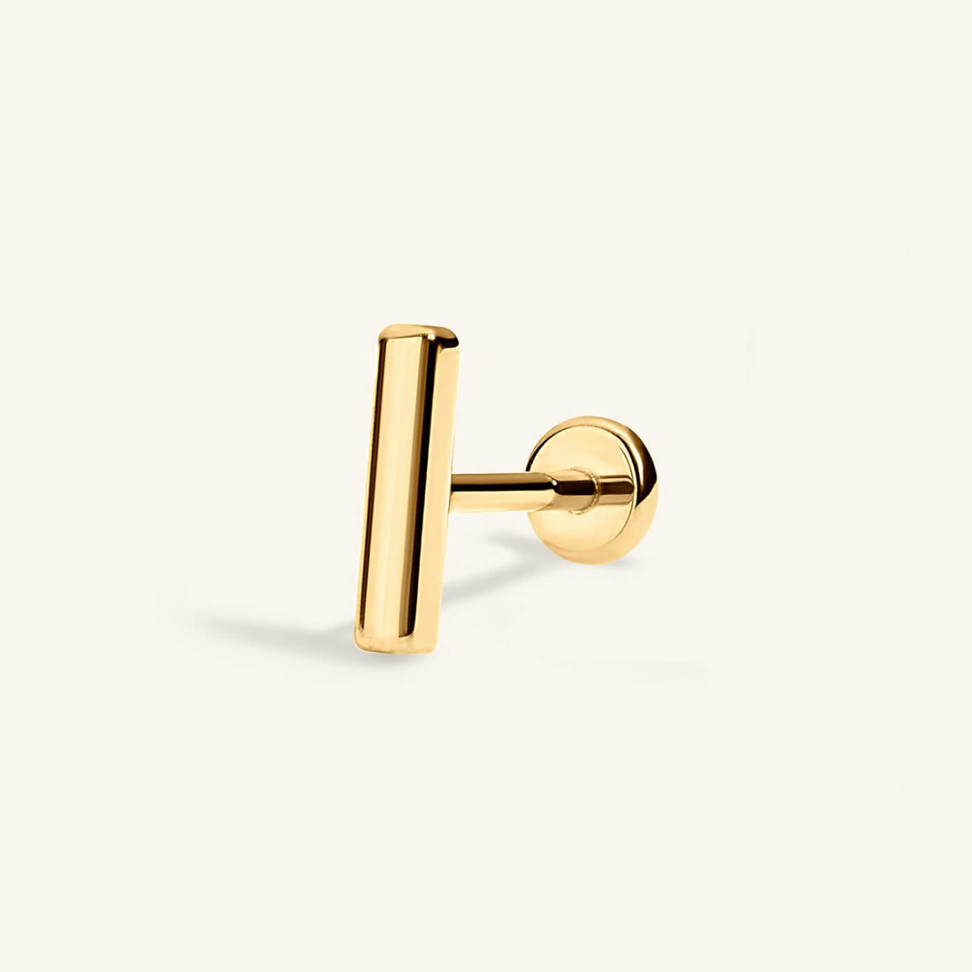 Little Bar Push Pin Flat Back Earring (Titanium - Gold)