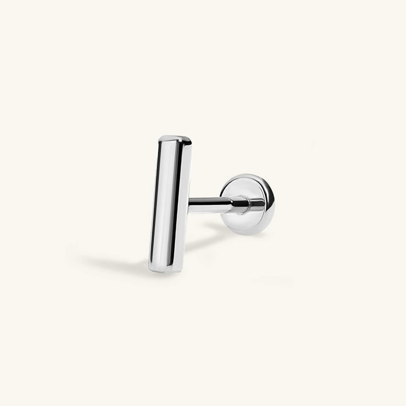 Little Bar Push Pin Flat Back Earring (Titanium - Silver)