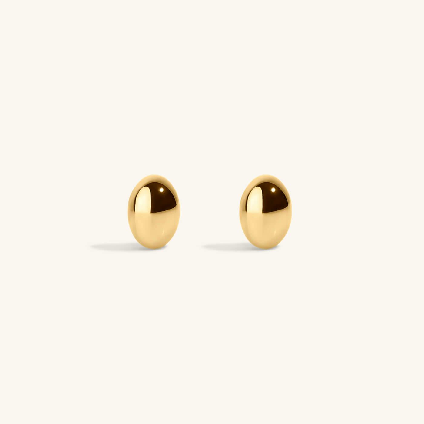 Mini Oval Studs in Titanium - Gold