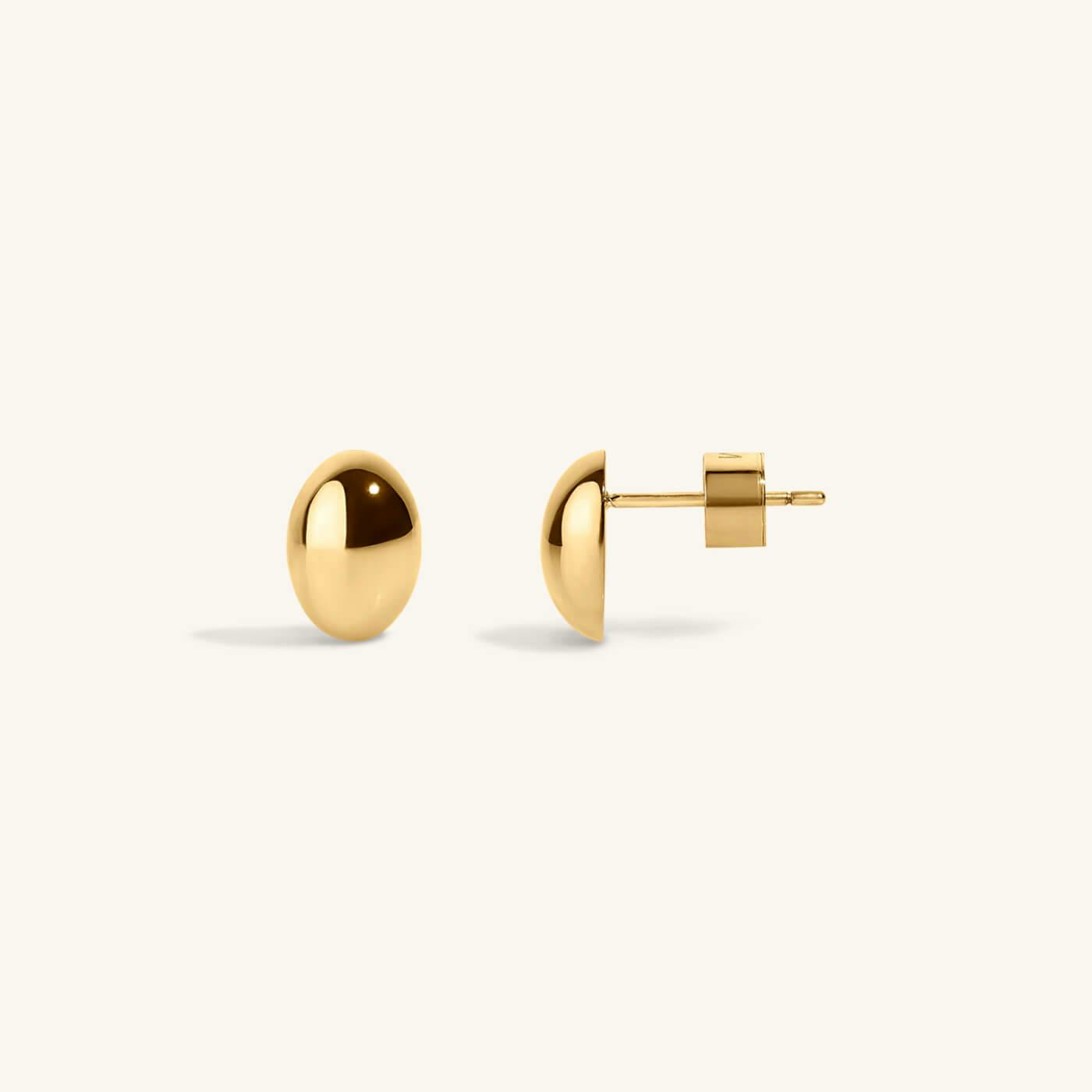 Mini Oval Studs in Titanium - Gold