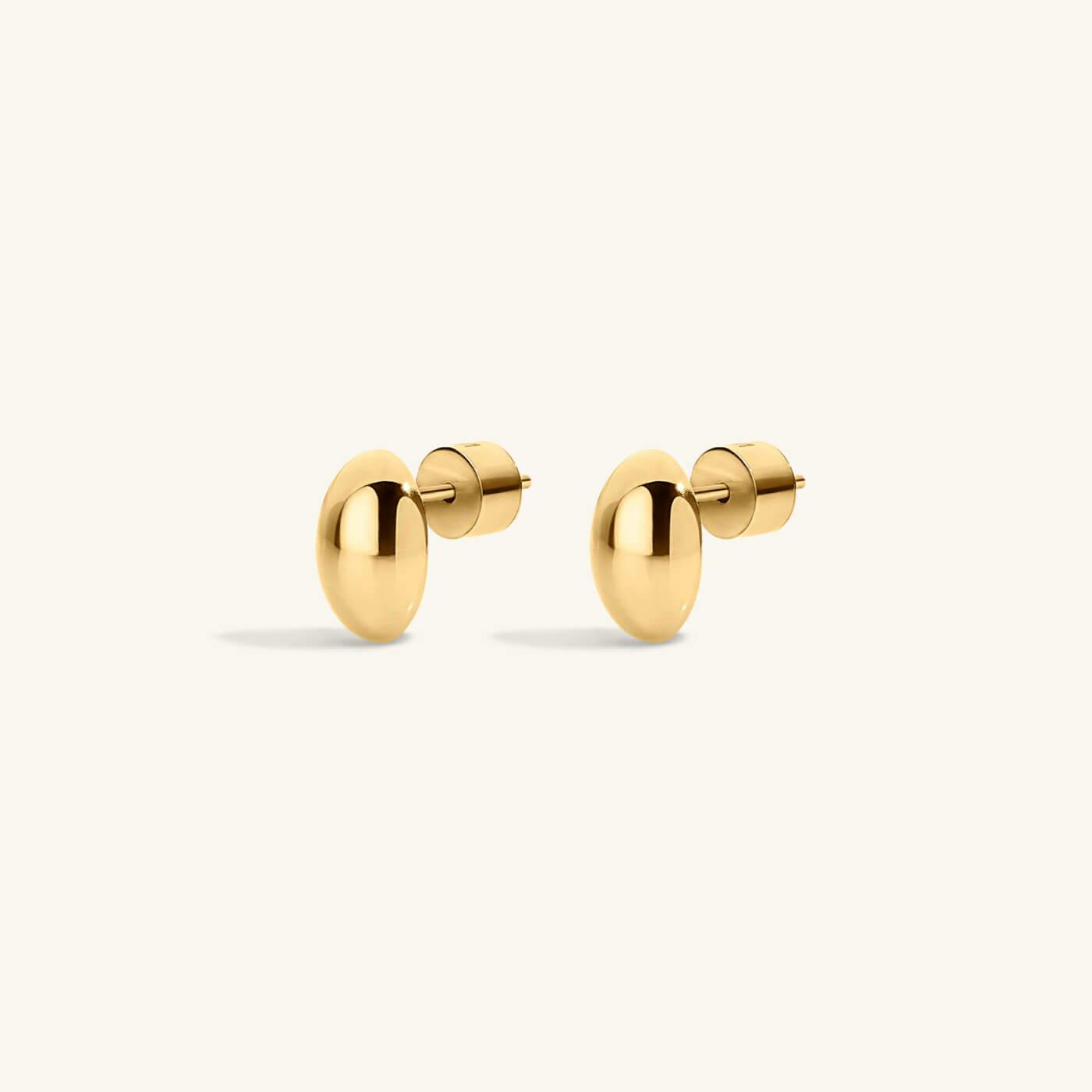 Mini Oval Studs in Titanium - Gold
