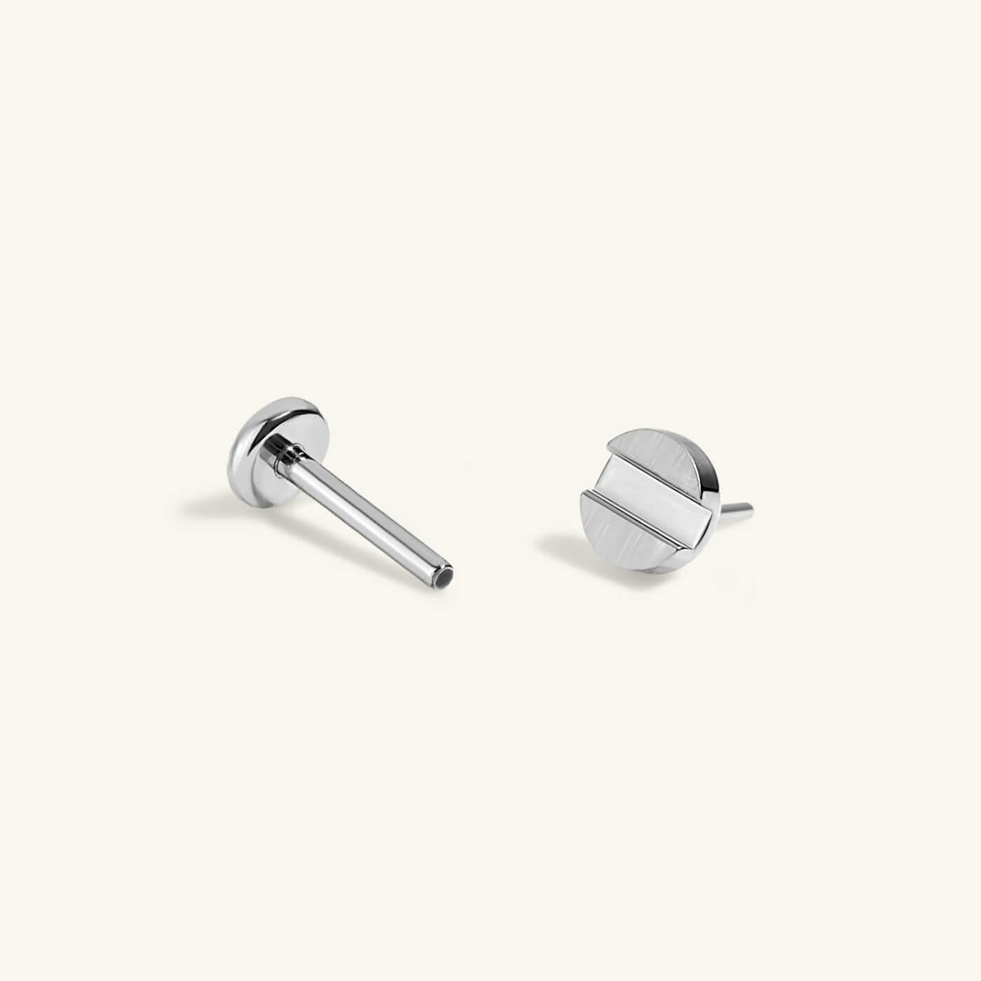 Bolt Push Pin Flat Back Earring (Titanium - Silver)