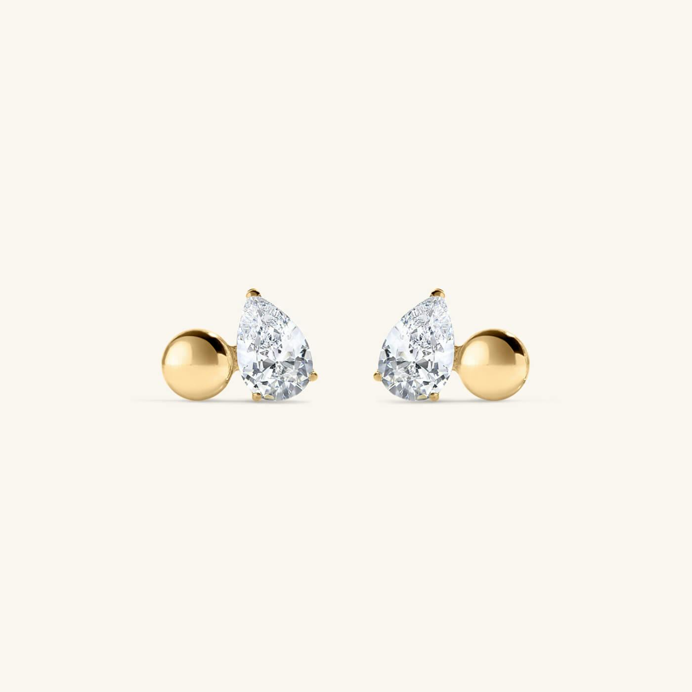 Toi Et Moi Sphere and Pear Nap Earrings - Gold