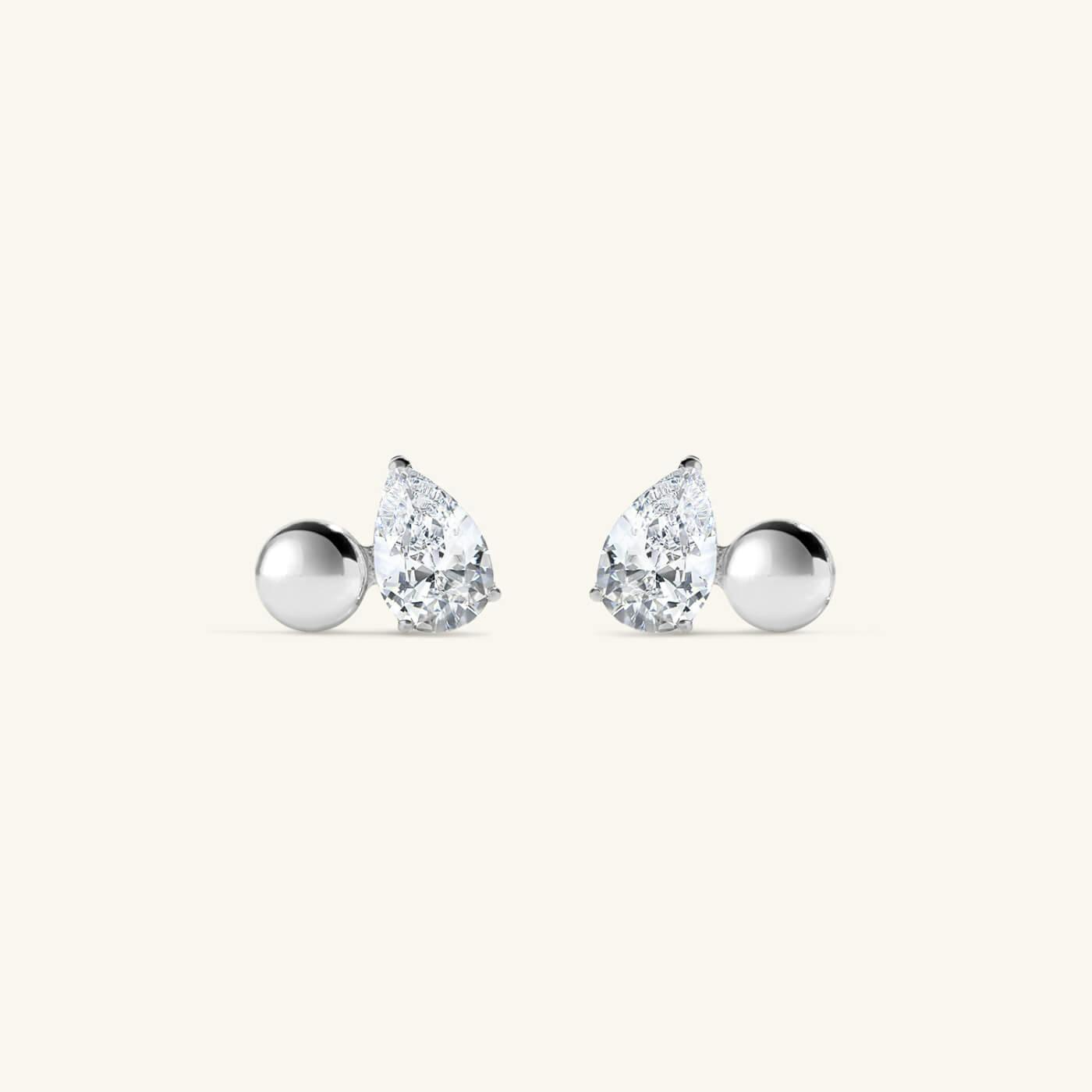 Toi Et Moi Sphere and Pear Nap Earrings - Silver