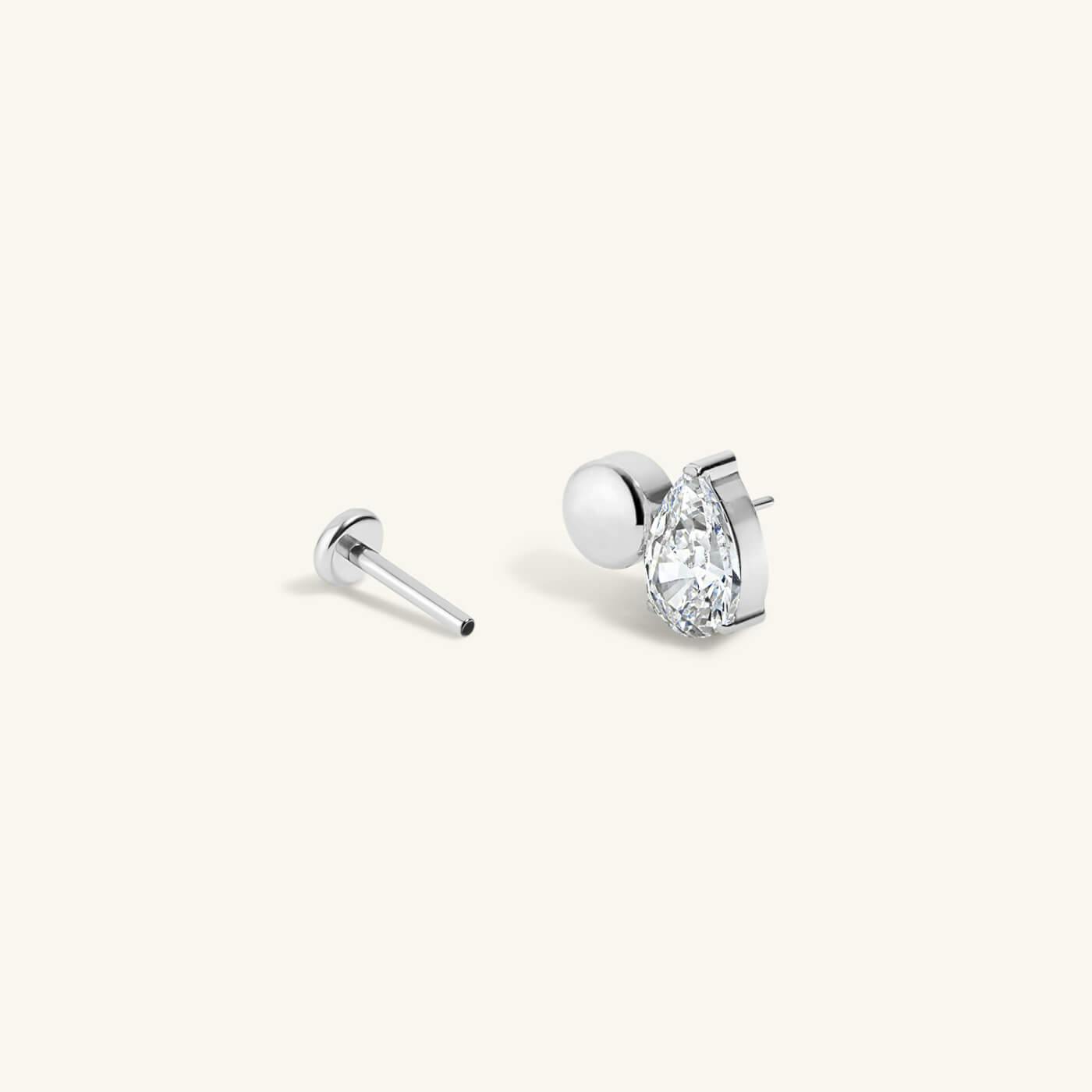 Toi Et Moi Sphere and Pear Nap Earring - Silver