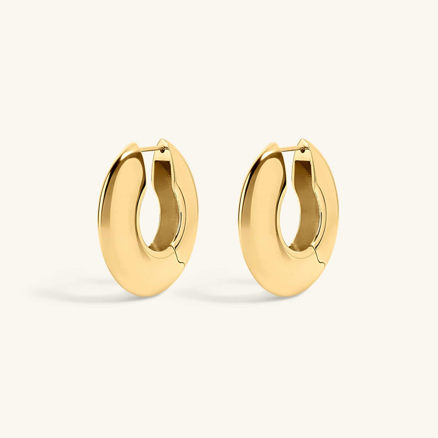 Puffy Disc Hoops - Gold