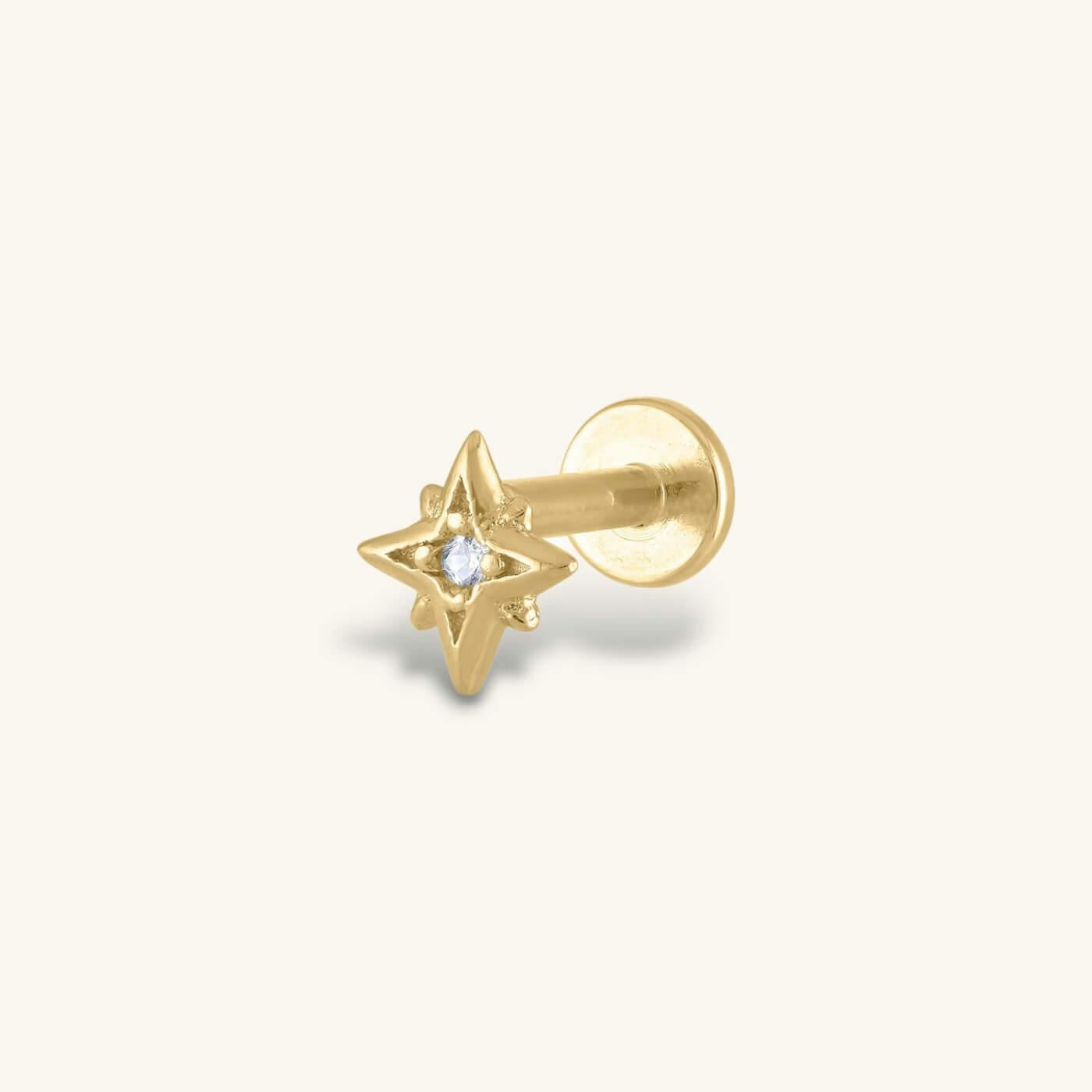 North Star Threaded Flat Back Earring (Titanium - Gold)