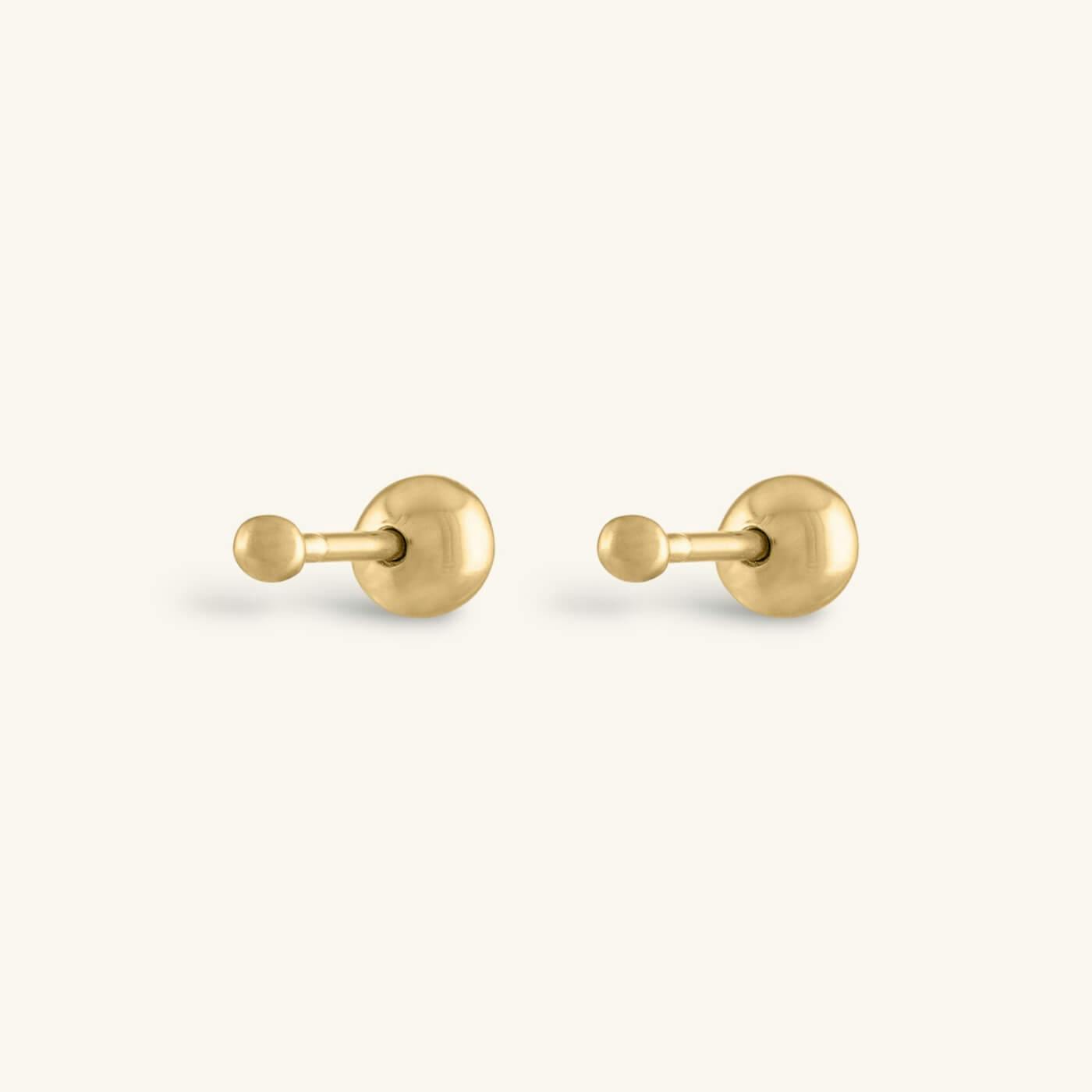 Tiny Secret Ball Back Earrings in 14k Gold