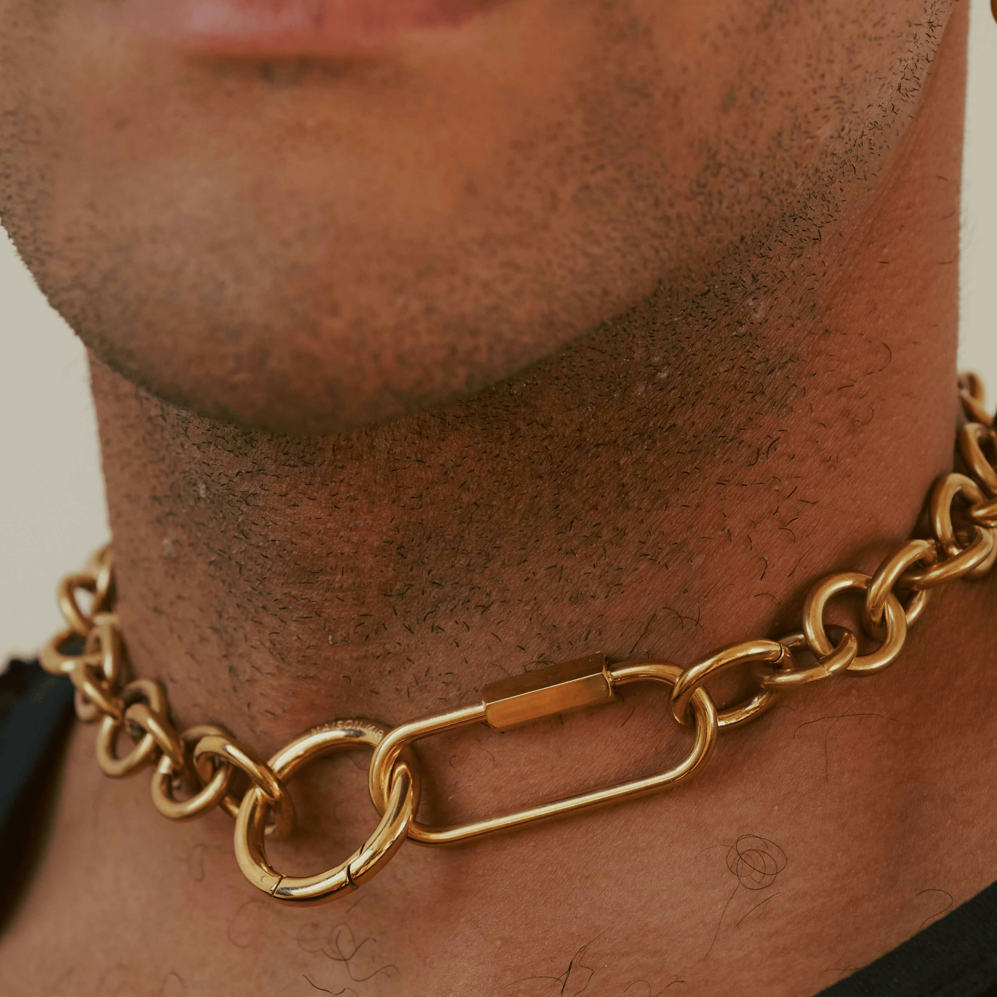 Bubble Lock Necklace (Gold) on model