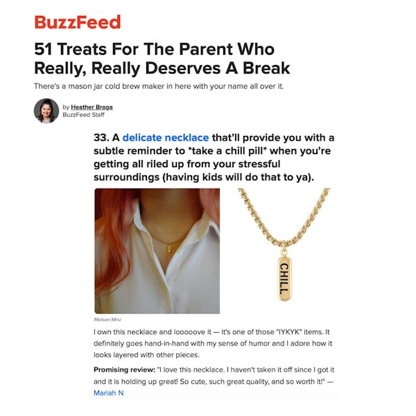 Our Chill Pill Necklace as seen on BuzzFeed