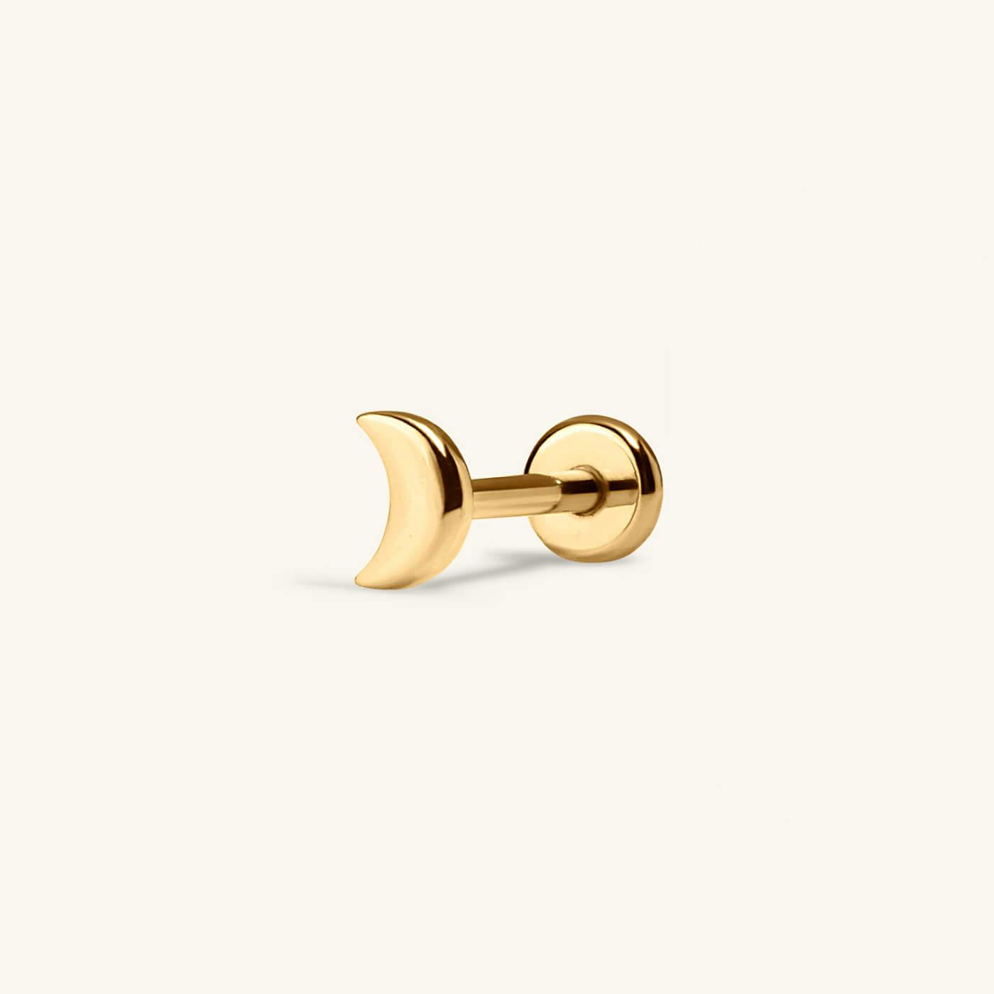 Classic Moon Push Pin Flat Back Earring (Titanium - Gold)