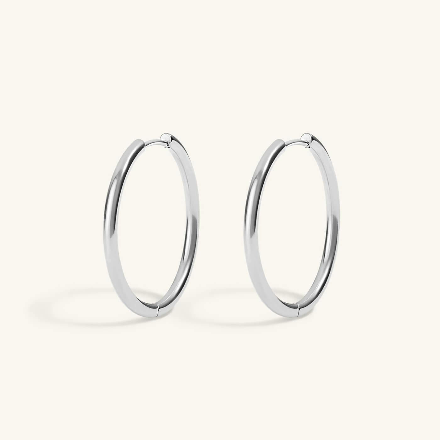 Classic 1" Hoops in Titanium (Silver)