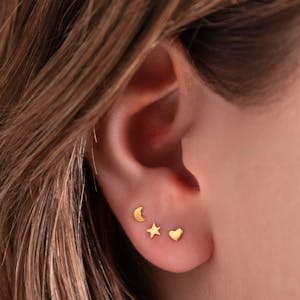 Classic Shapes Nap Earrings Trio in Gold on model
