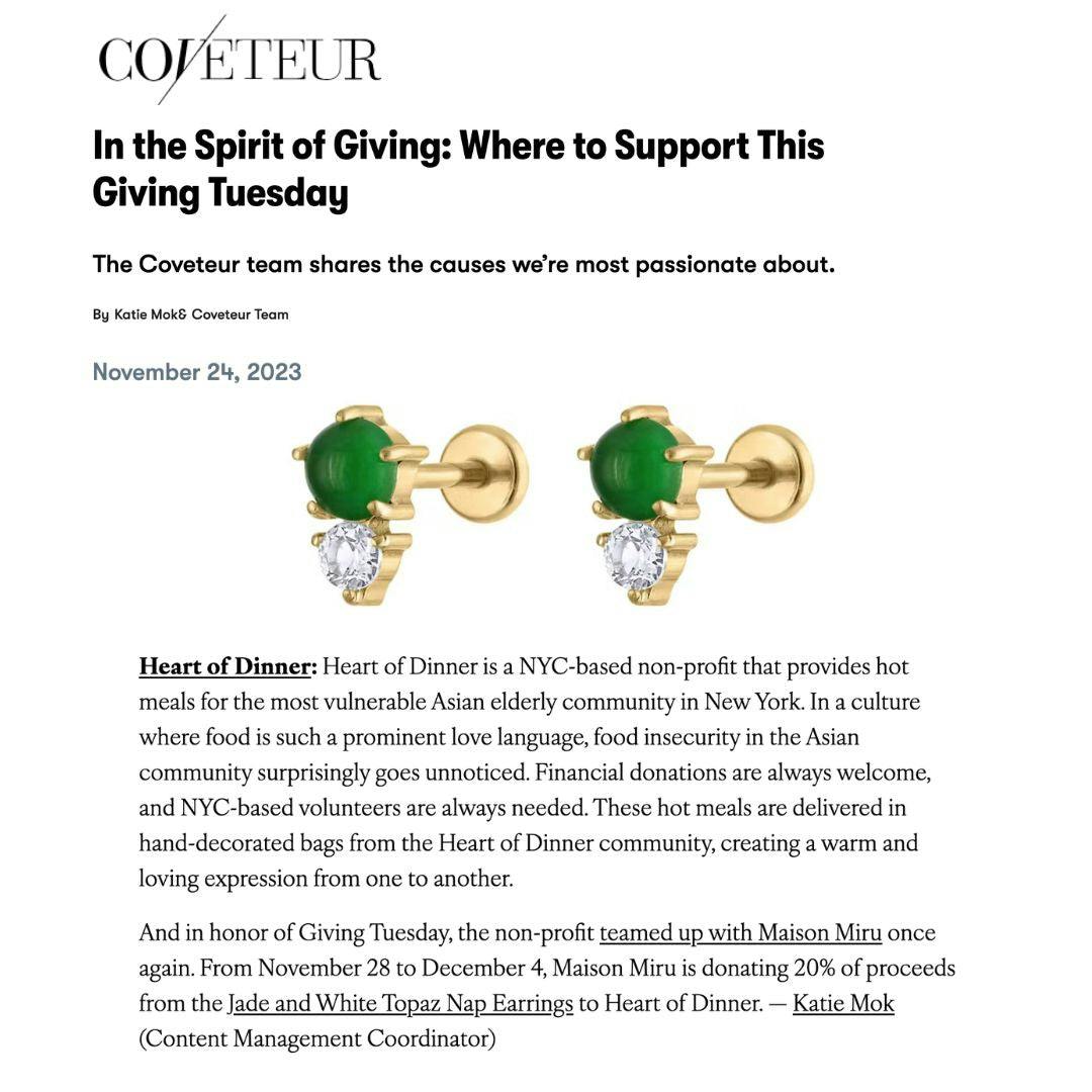 Our Jade and White Topaz Nap Earrings as seen on Coveteur