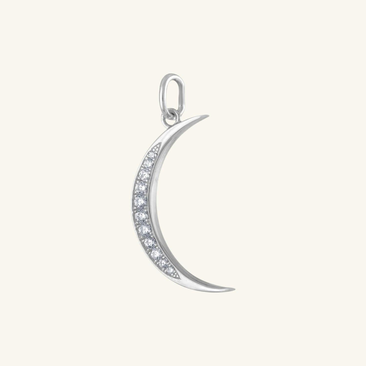 Pave Moon Charm in Sterling Silver