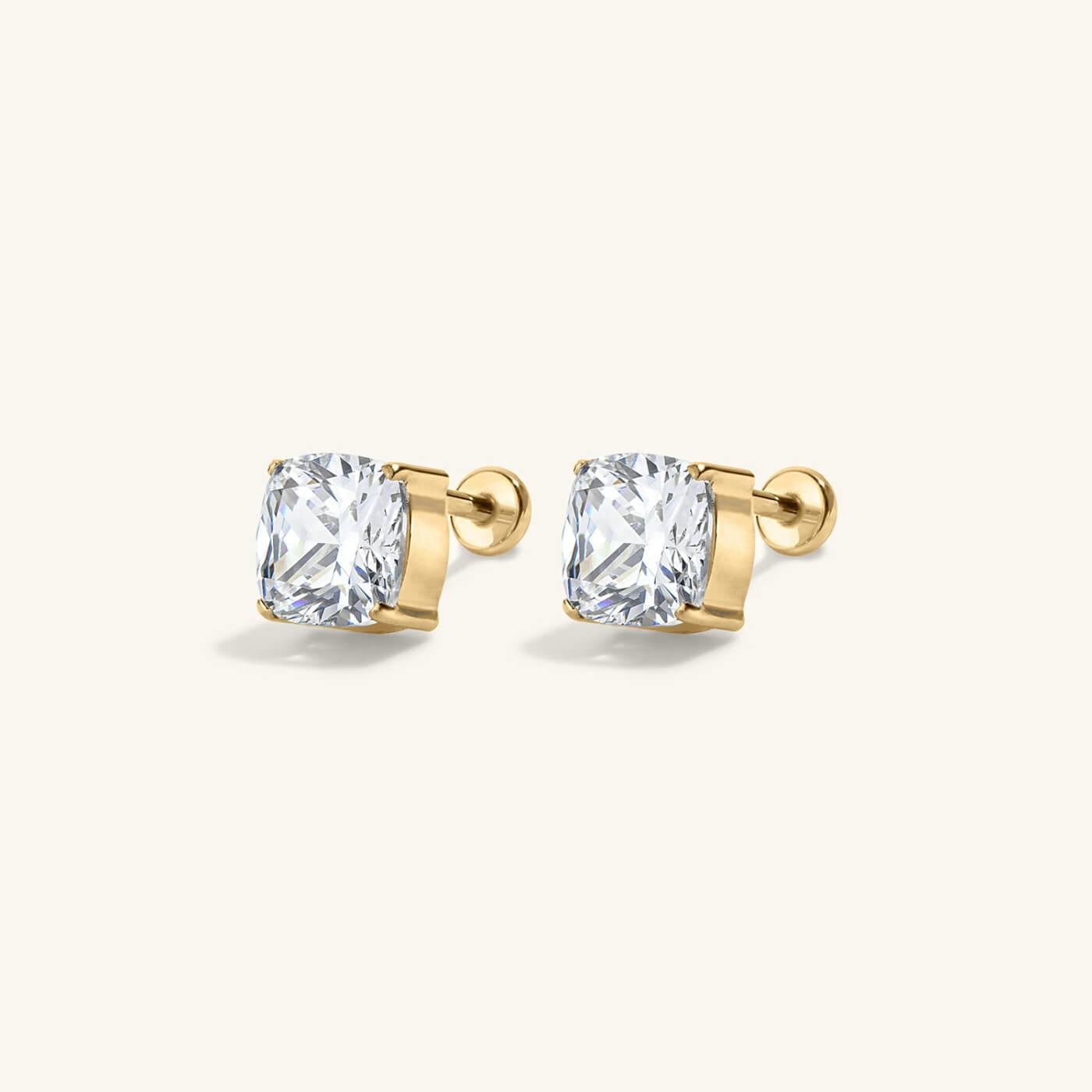 Celestial Crystal Cushion Nap Earrings - Gold