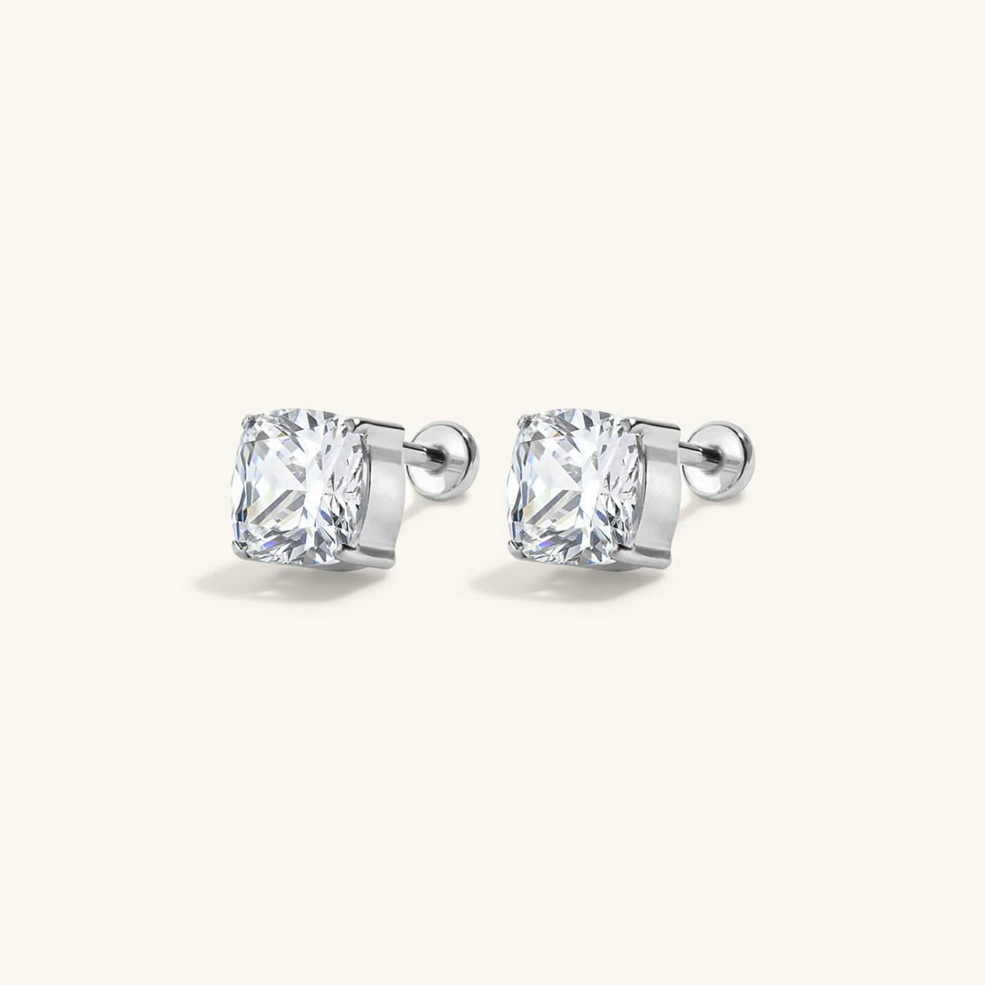 Celestial Crystal Cushion Nap Earrings - Silver