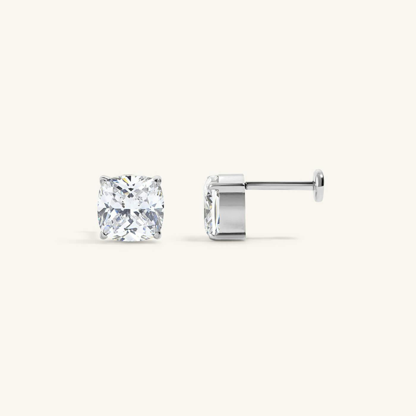 Celestial Crystal Cushion Nap Earrings - Silver