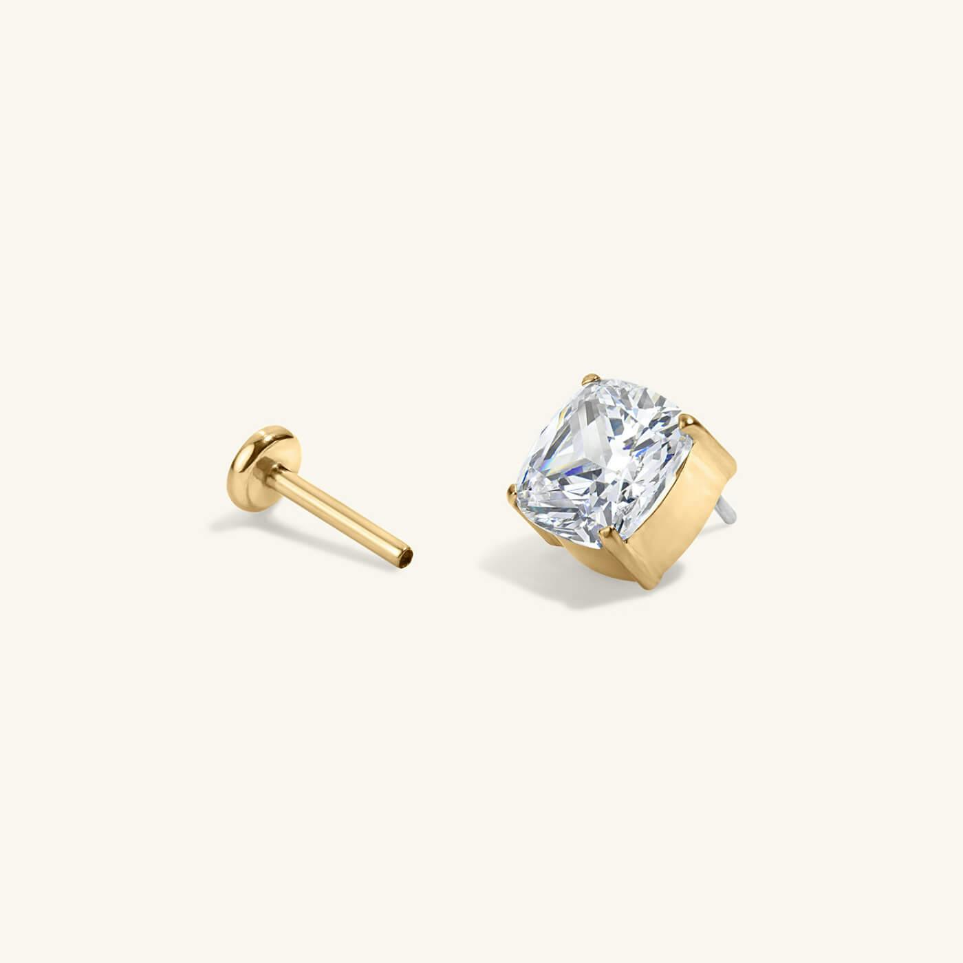 Celestial Crystal Cushion Nap Earrings - Gold
