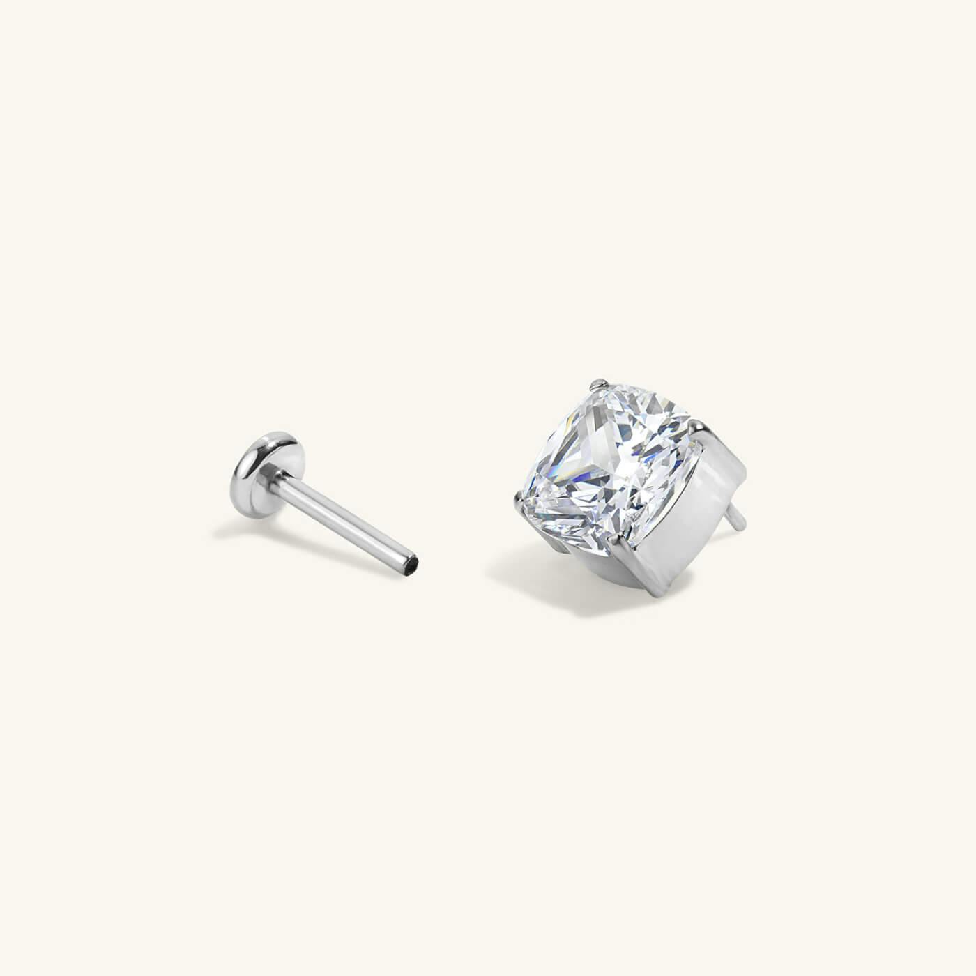 Celestial Crystal Cushion Nap Earrings - Silver