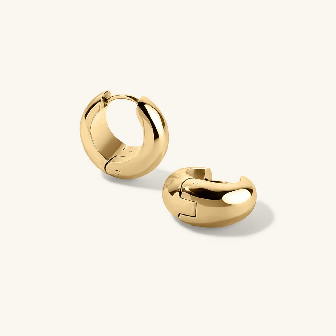 Dewdrop Huggies in Titanium - Gold