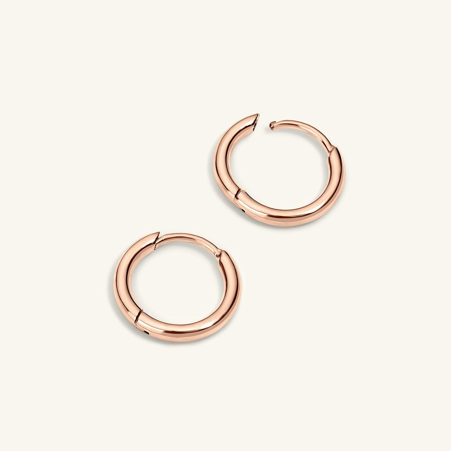 Classic Huggie Hoops in Titanium (Rose Gold)