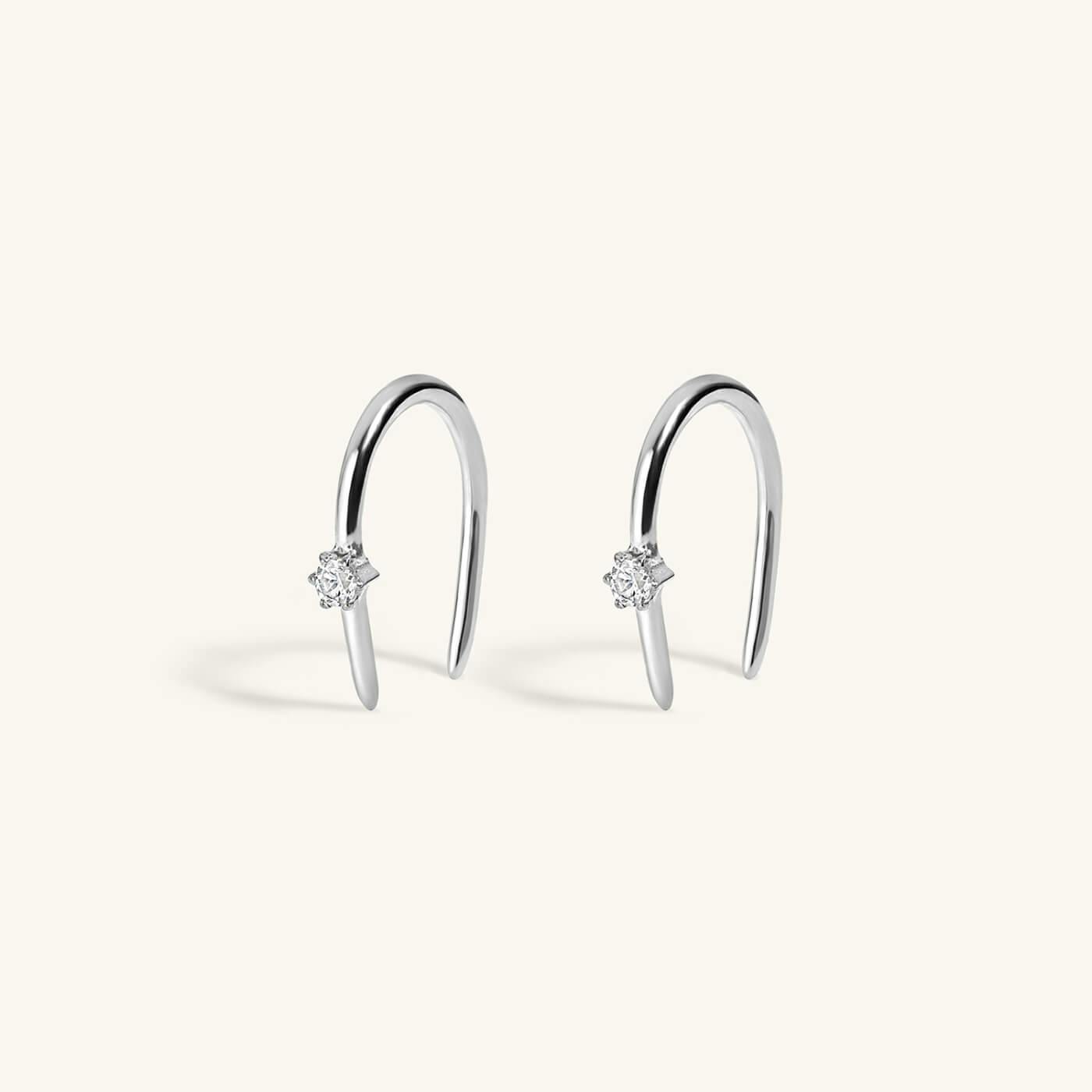 Shooting Star Open Hoop Earrings in Titanium (Silver)