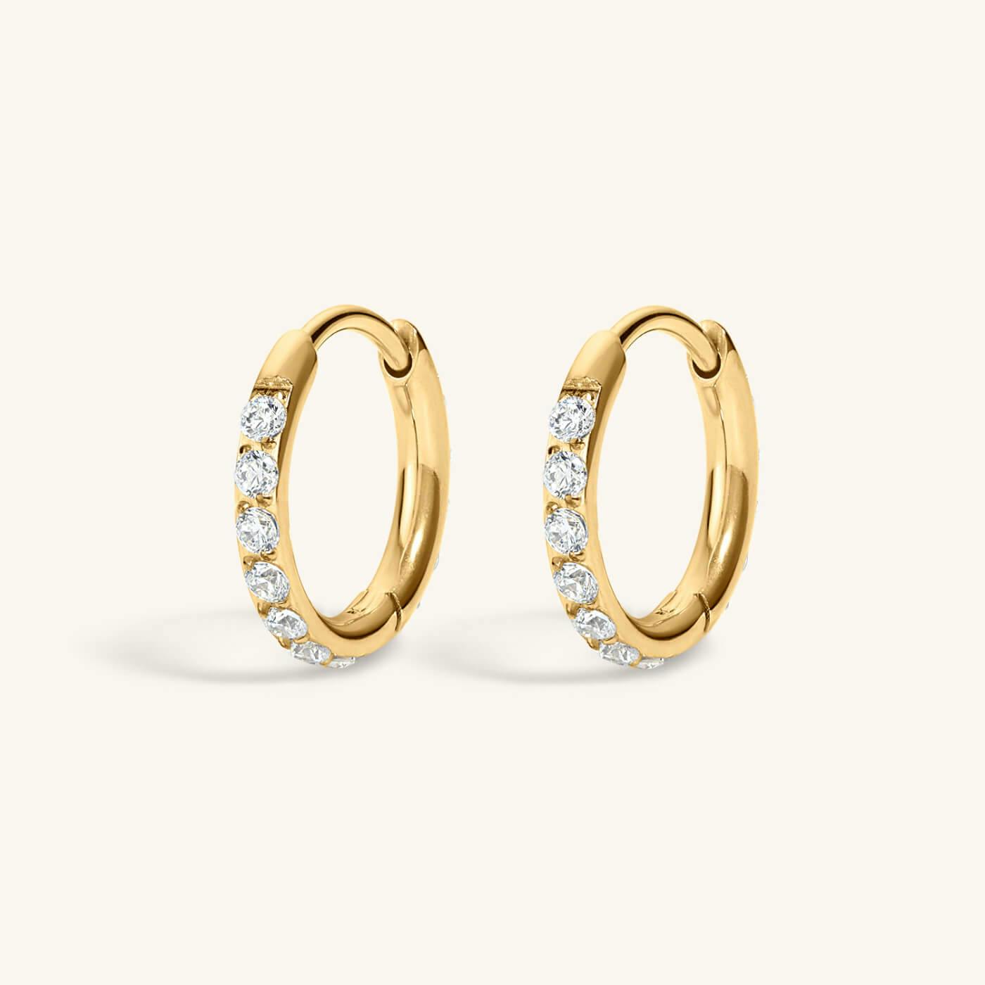 Mini Eternity Hoop Earrings in Gold