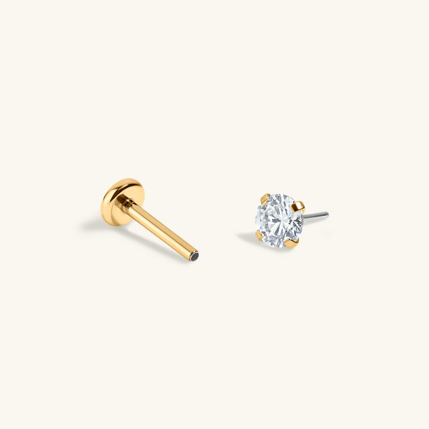 Goddess Nap Earrings Trio (Gold) with Celestial Crystal Stud Closeup