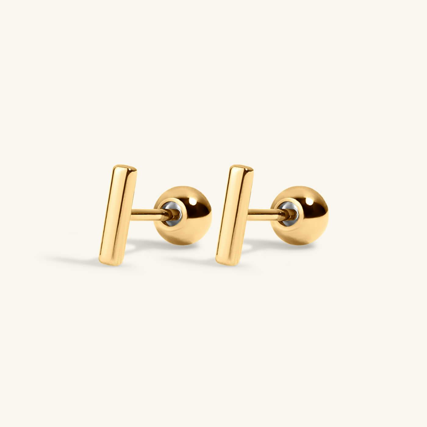 Little Bar Studs in Titanium (Gold)