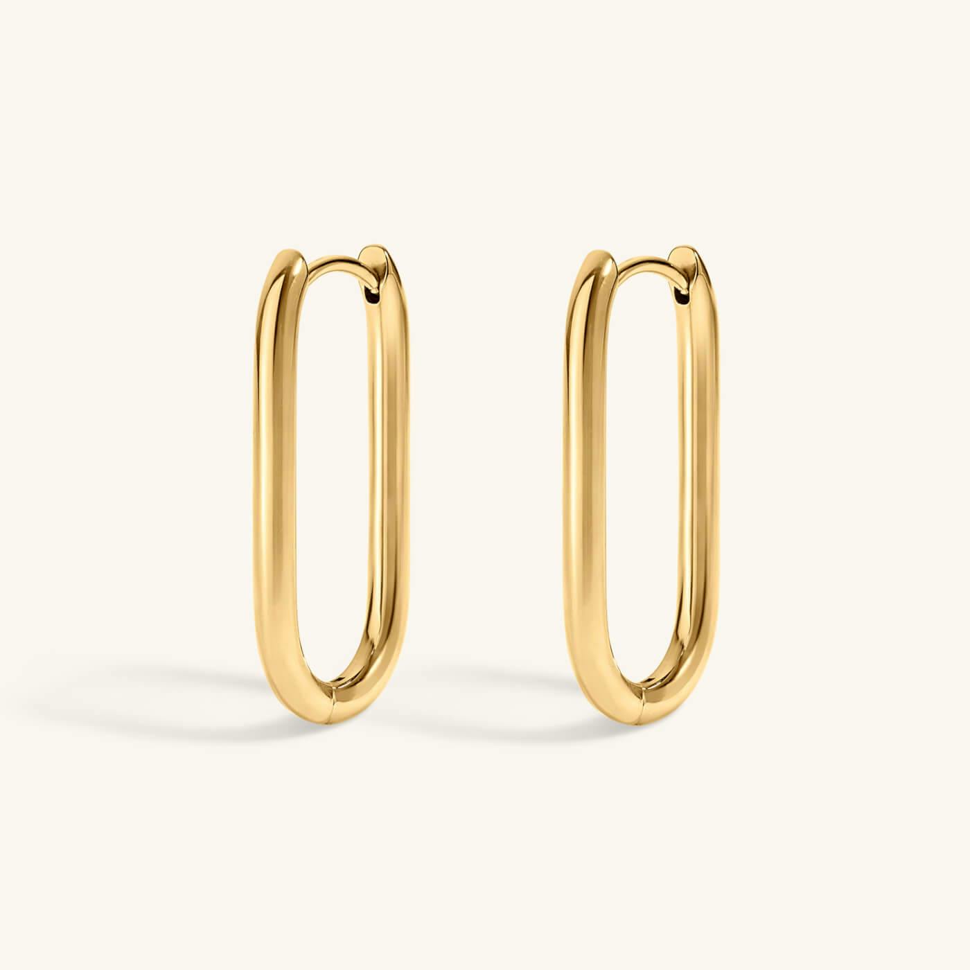 Halo Oval Hoop Earrings in Titanium (Gold)