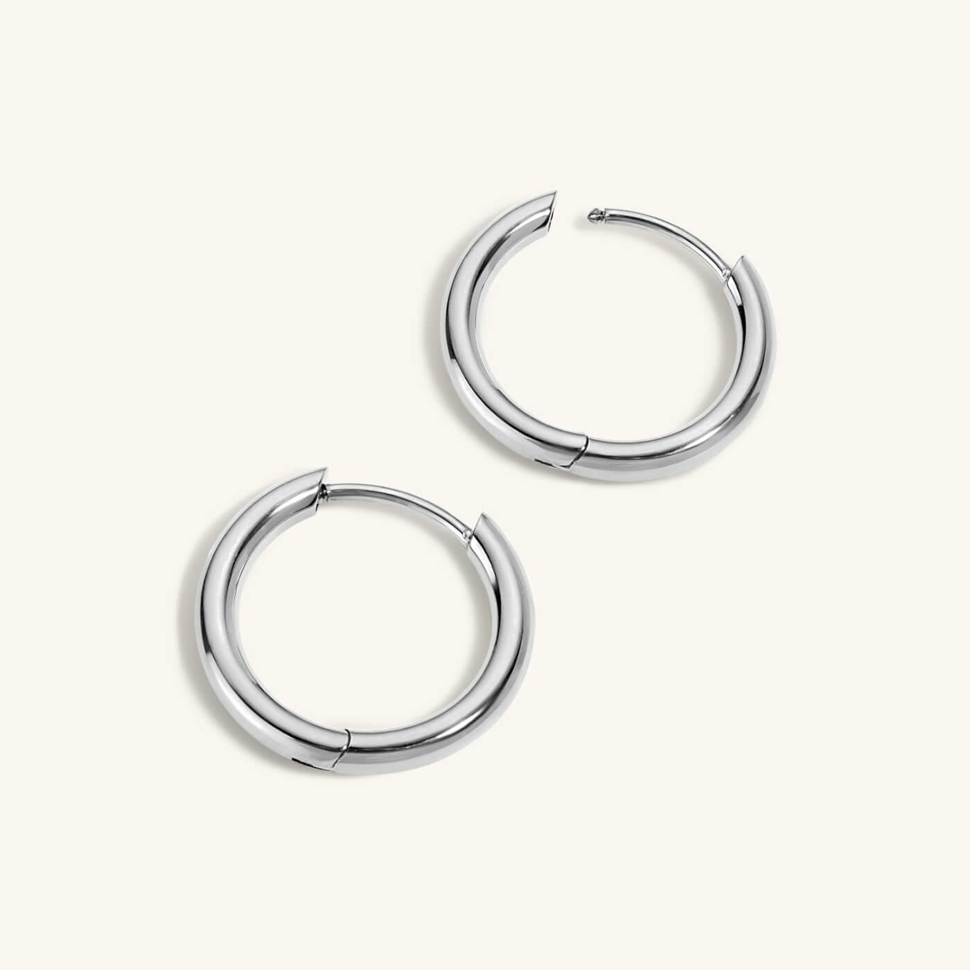 Classic Hoops in Titanium (Silver)