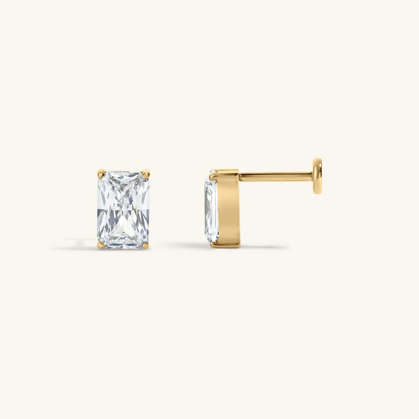 Celestial Crystal Emerald Cut Nap Earrings - Gold