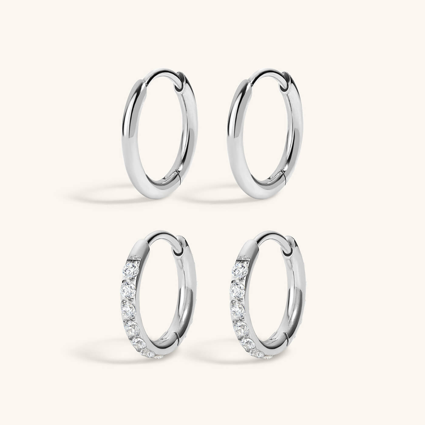 ◆Maison Miru◆Minimalist Hoop Duo Everyday Hoop Duo in Titanium