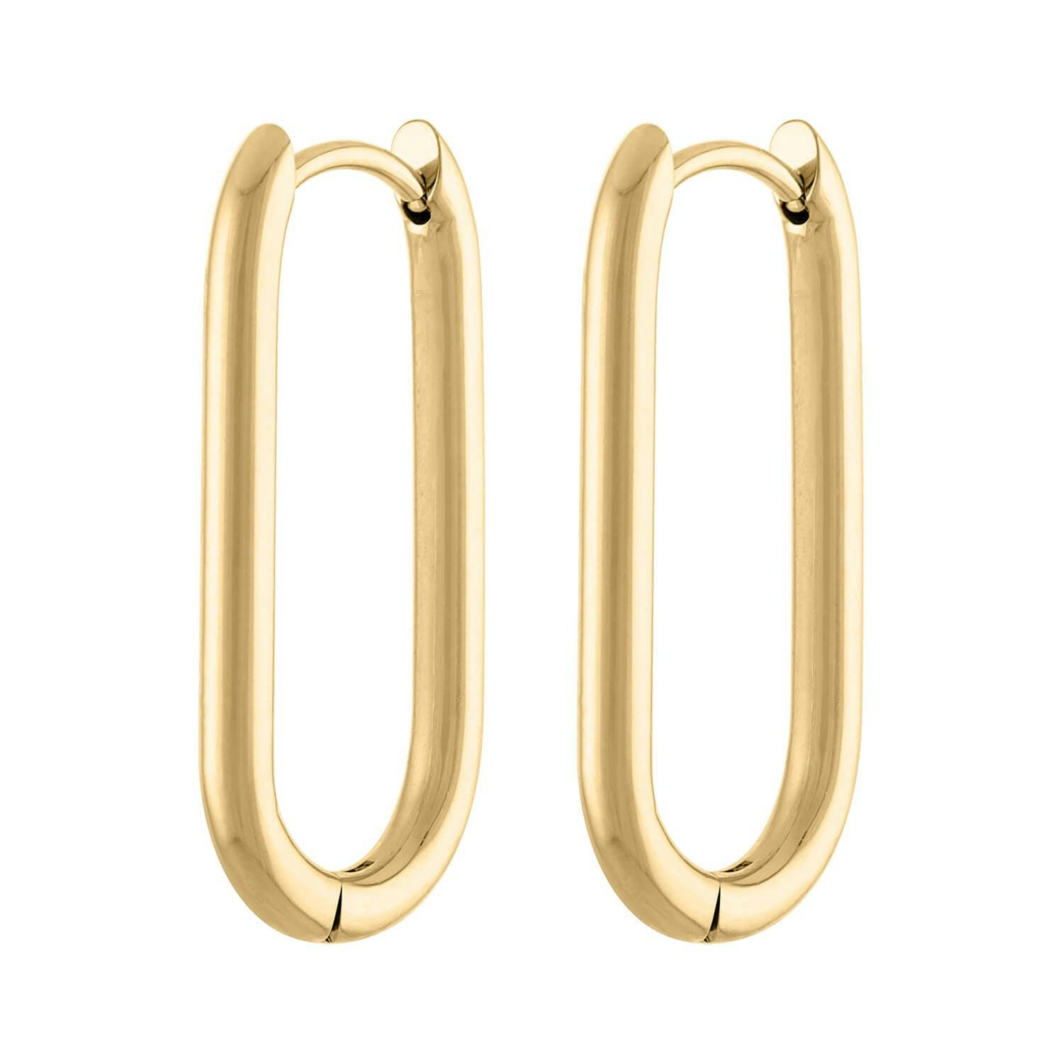 Halo Oval Hoop Earrings in Titanium (Gold)