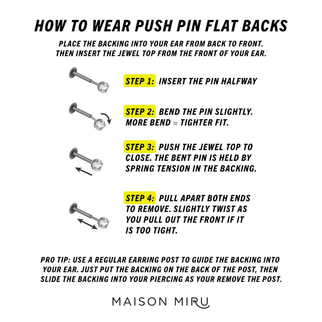 How to Wear Push Pin Flat Back Earrings