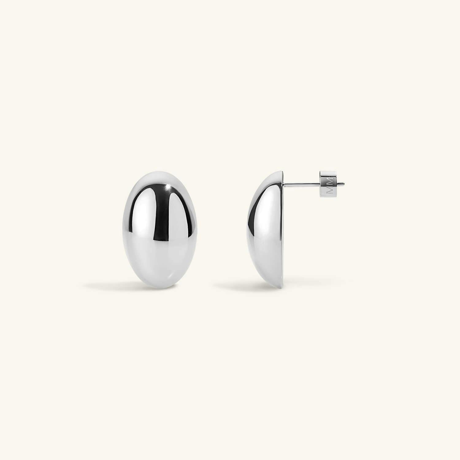 Oval Studs in Silver