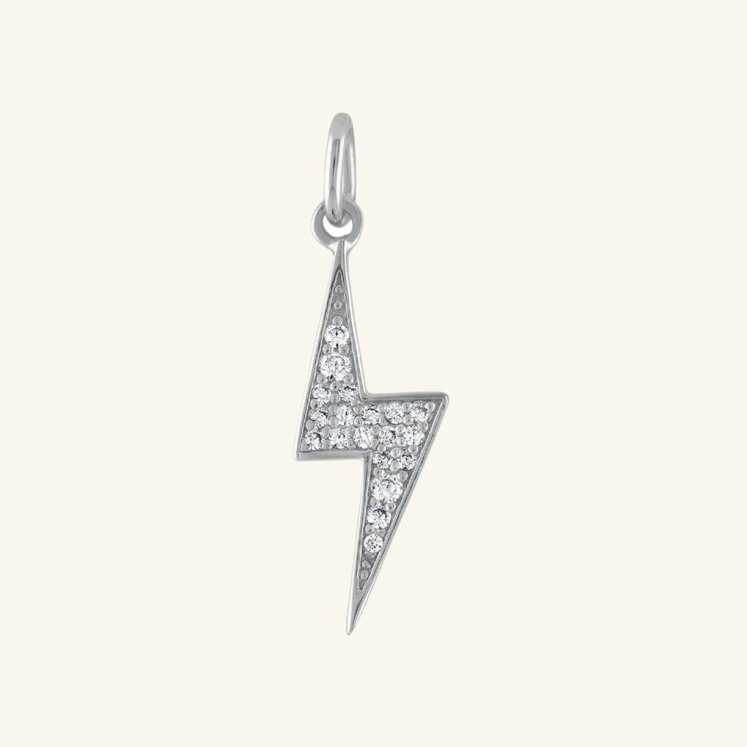 Pave Lightning Charm in Sterling Silver