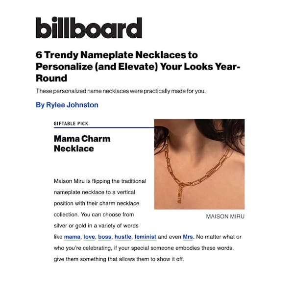 Our Mama Charm Necklace as seen on Billboard