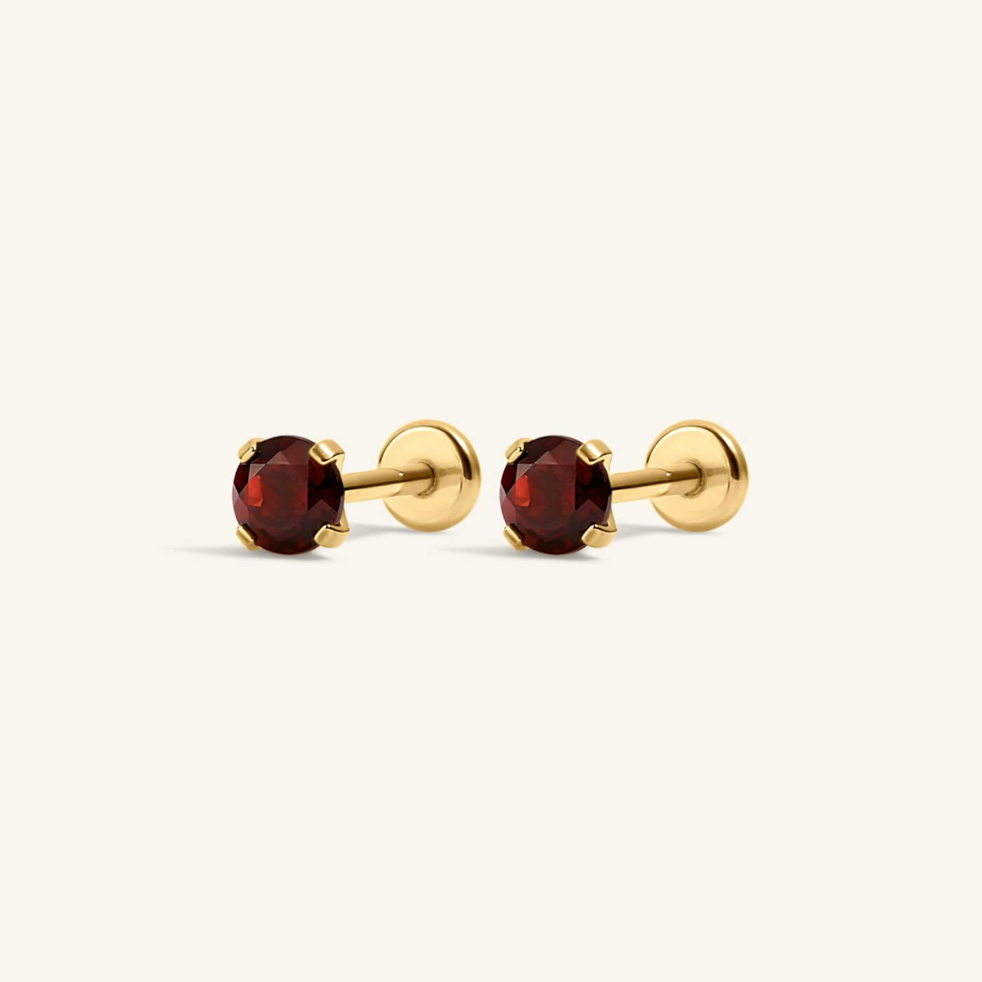 Garnet Nap Earrings (Gold)